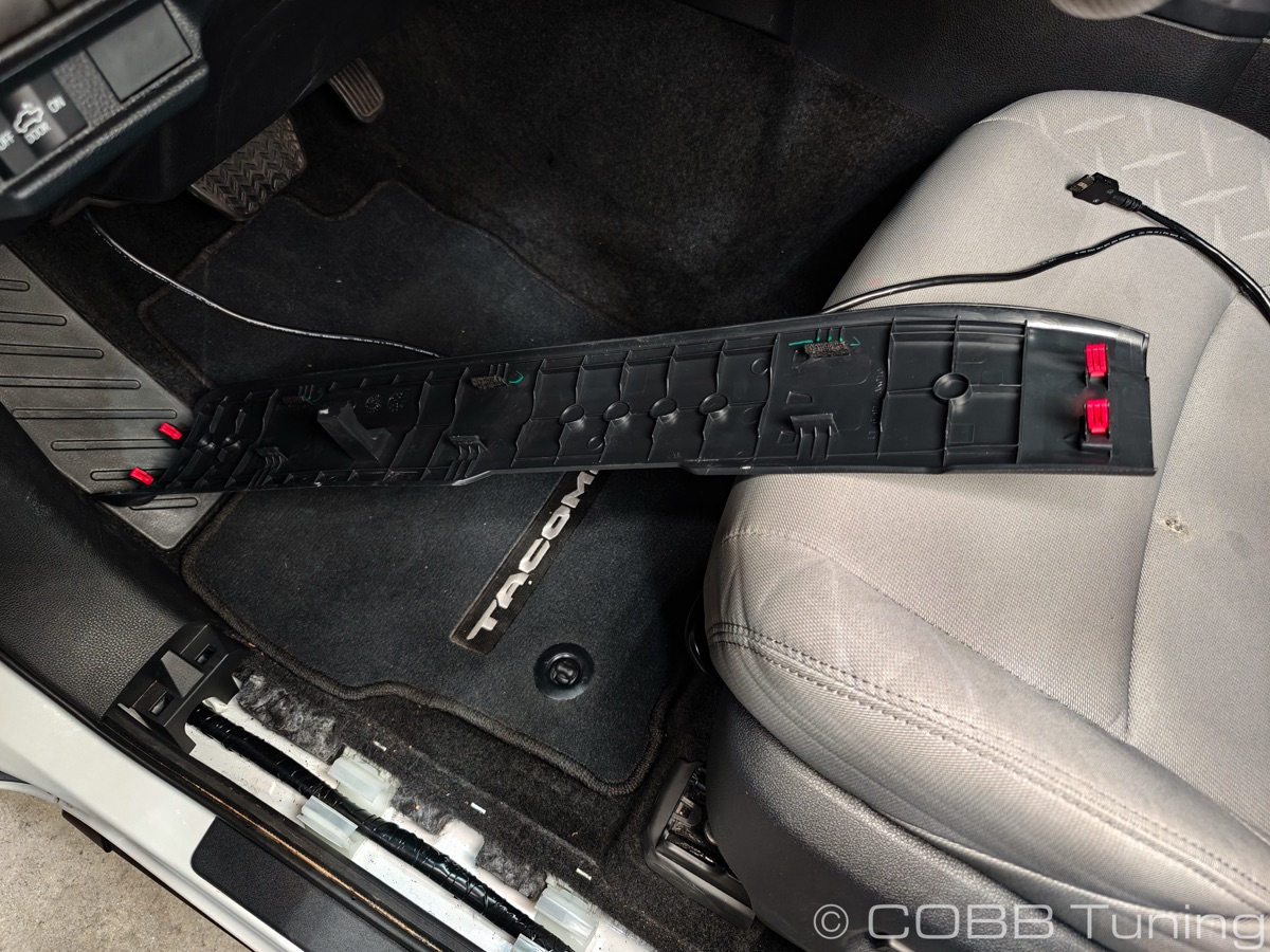 Kick panel removed from the Tacoma