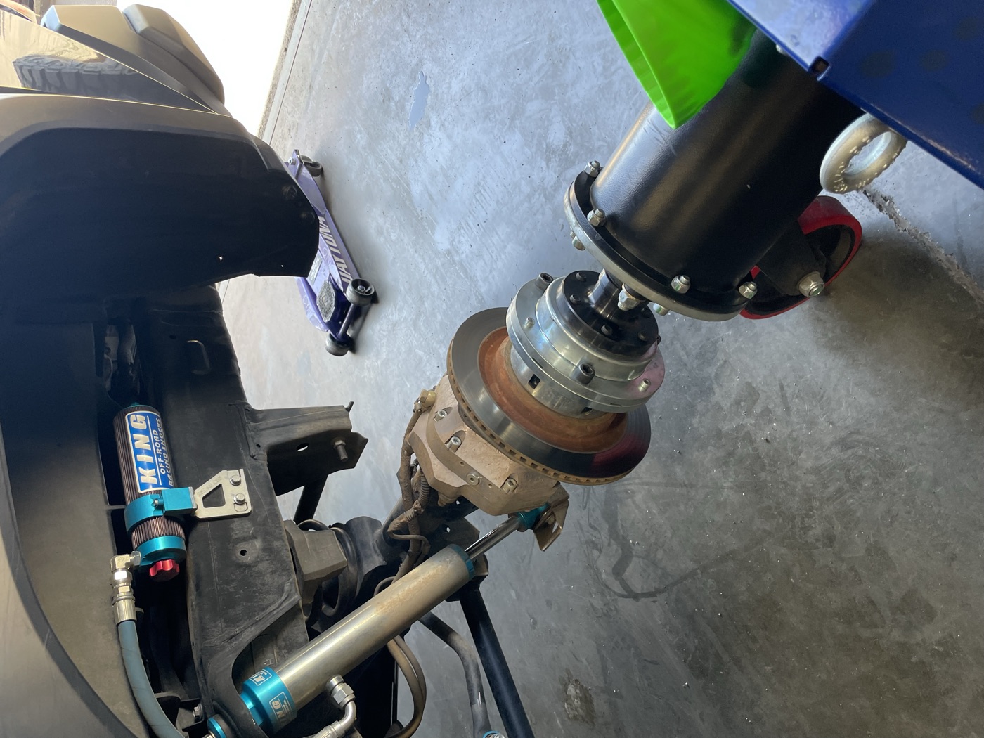 Portal axle and King shocks on the hub dyno at SDHQ
