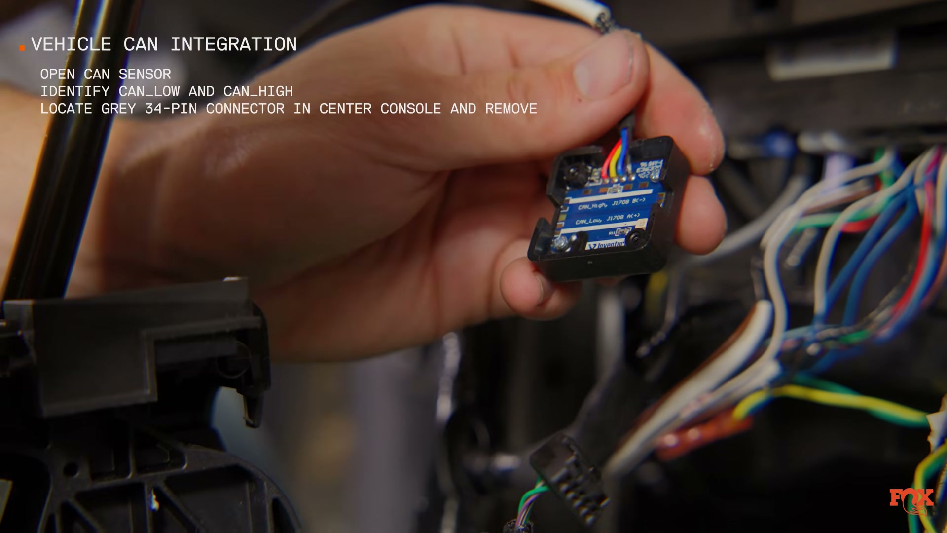 Fox Live Valve CAN sensor with CAN High and CAN Low identification — source: Fox Racing