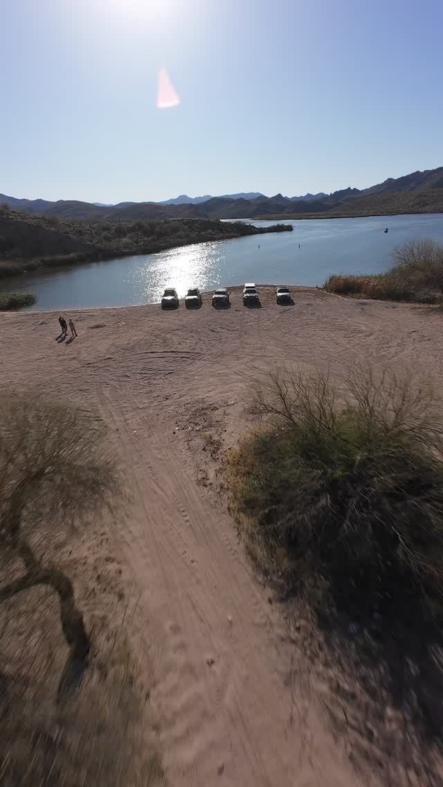 Desert lake landscape at golden hour