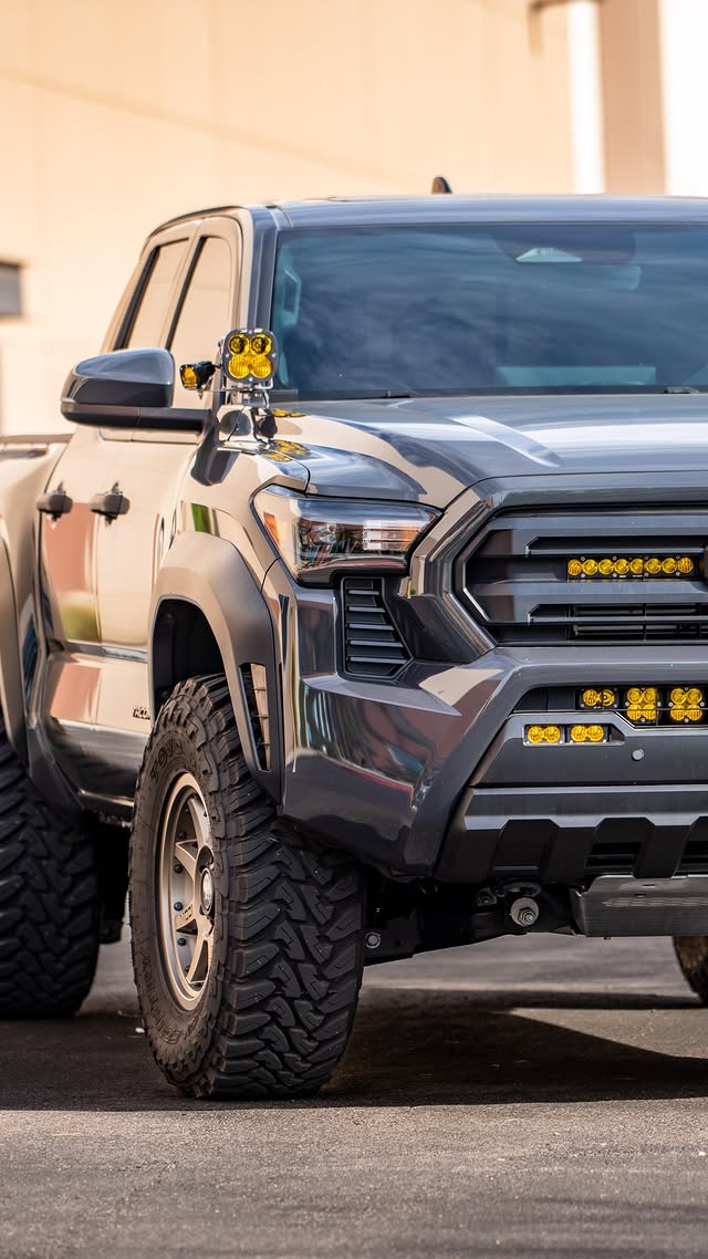 Tacoma front three-quarter with amber lights at SDHQ for a tune